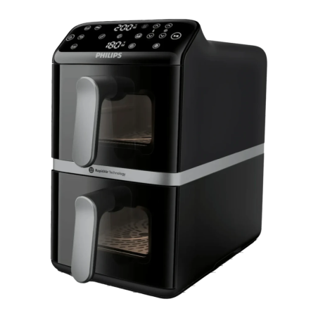 Philips Airfryer 10L Double Panier 2750W Noir NA461/00 6 programmes écran tactile Friteuse à air