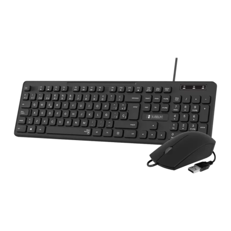 SUBBLIM Business Slim Noir Filaire USB à membrane Clavier et souris silencieux