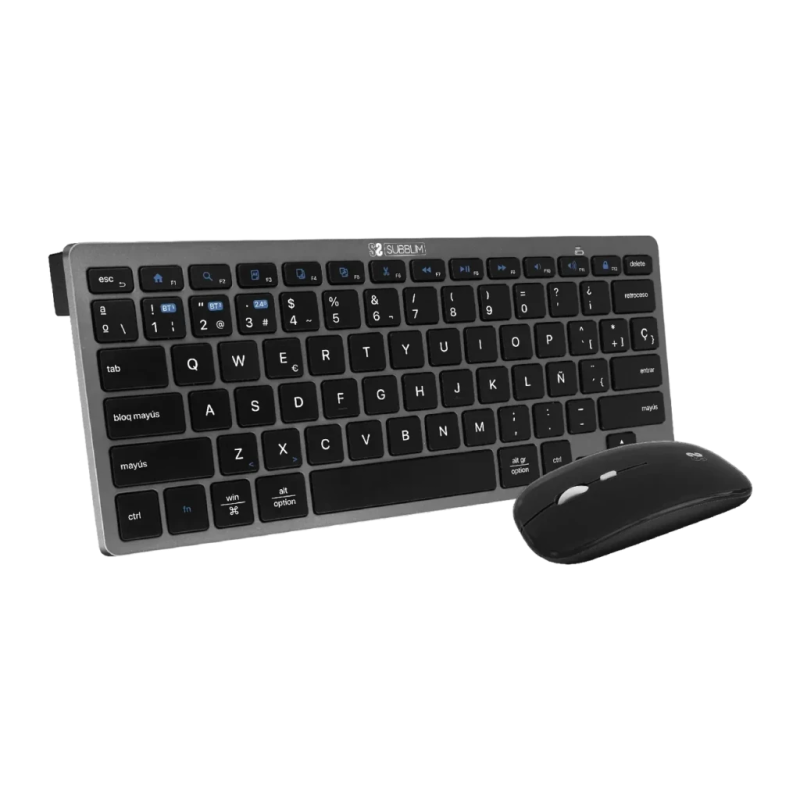 Subblim Noir Bluetooth + RF Espagnol SUBKBC-OCO020 Clavier et souris sans fil