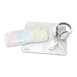 Pack Gaming Krom Kenta 4 en 1 USB Filaire Membrane 104 Touches 7200 DPI Blanc RGB Clavier et souris