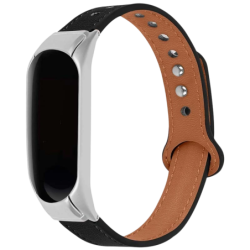 Bracelet Xiaomi Mi Smart Band 6 / Mi Band 5 / Amazfit Band 5 Cuir Clip Noir