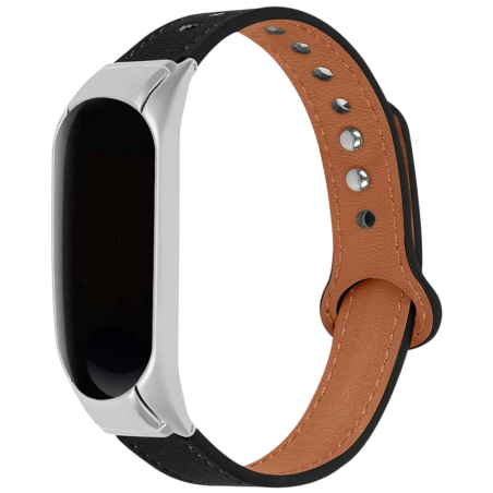 Bracelet Xiaomi Mi Smart Band 6 / Mi Band 5 / Amazfit Band 5 Cuir Clip Noir