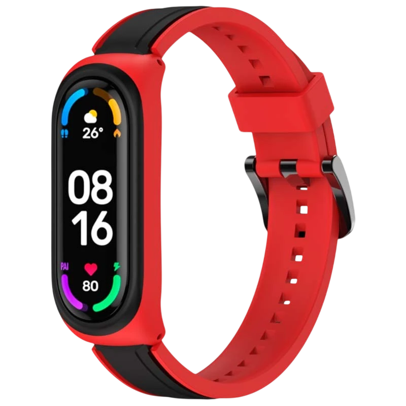 Bracelet Xiaomi Mi Smart Band 6 / Mi Band 5 / Amazfit Band 5 Dual Color Noir+Rouge