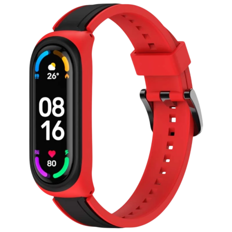 Bracelet Xiaomi Mi Smart Band 6 / Mi Band 5 / Amazfit Band 5 Dual Color Noir+Rouge