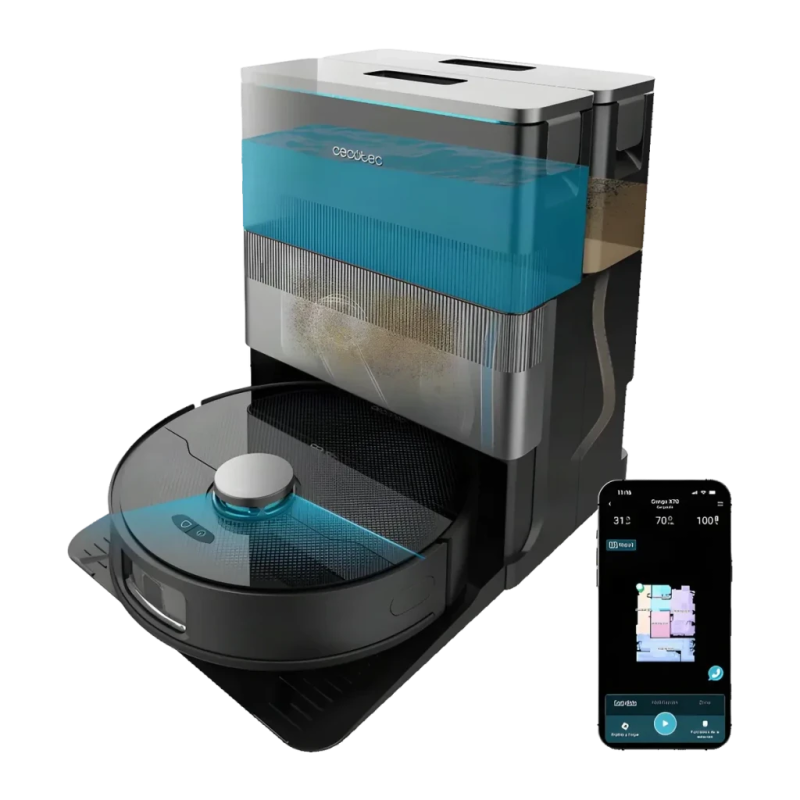 Cecotec Conga X70 Noir 15000Pa lavage vidage automatique 240 min 5200mAh Robot aspirateur