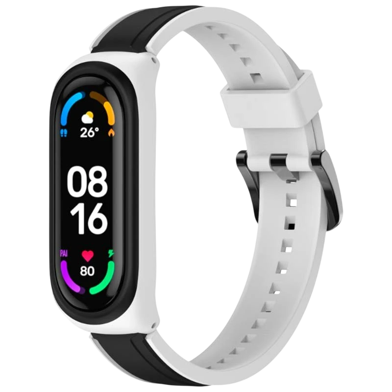 Bracelet Xiaomi Mi Smart Band 6 / Mi Band 5 / Amazfit Band 5 Dual Color Blanc+Noir