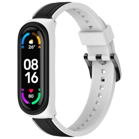 Bracelet Xiaomi Mi Smart Band 6 / Mi Band 5 / Amazfit Band 5 Dual Color Blanc+Noir