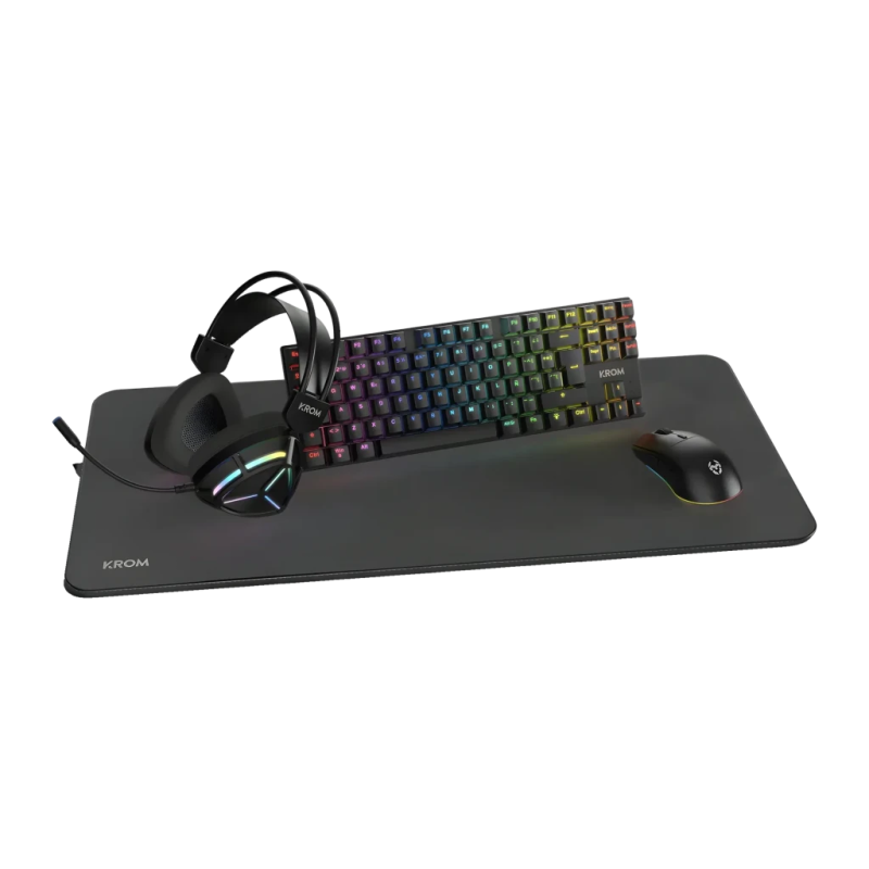 Pack Gaming Krom Klass 4 en 1 7200 DPI RGB Noir Clavier et souris mécanique TKL