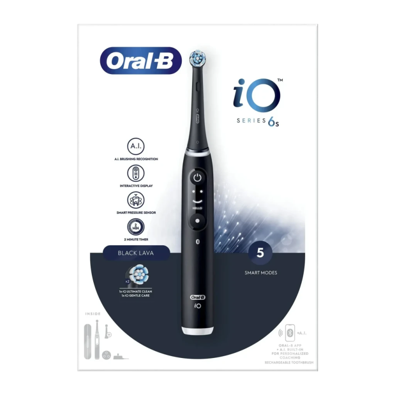 Oral-B iO 6 5 Modes 2 Brossettes Noir Brosse à dents électrique