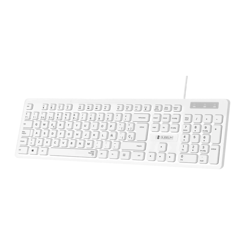 SUBBLIM Business Slim Blanc USB à membrane Clavier ergonomique silencieux
