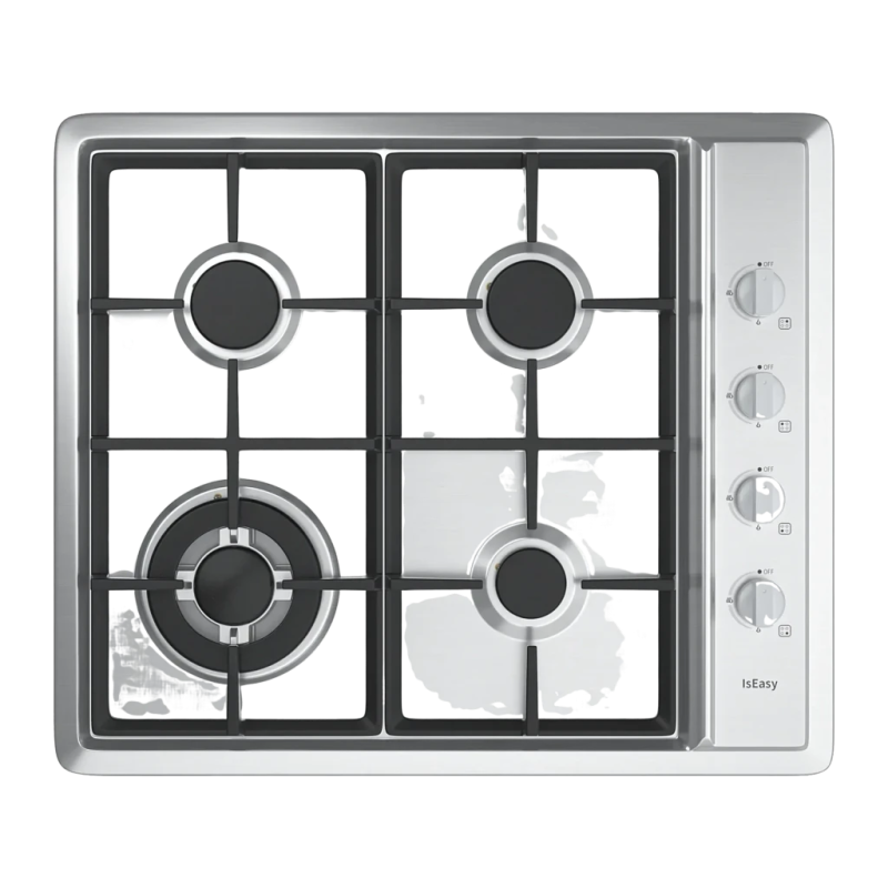 Table de cuisson gaz Iseasy 7,8 kW Argent MGBS-604D