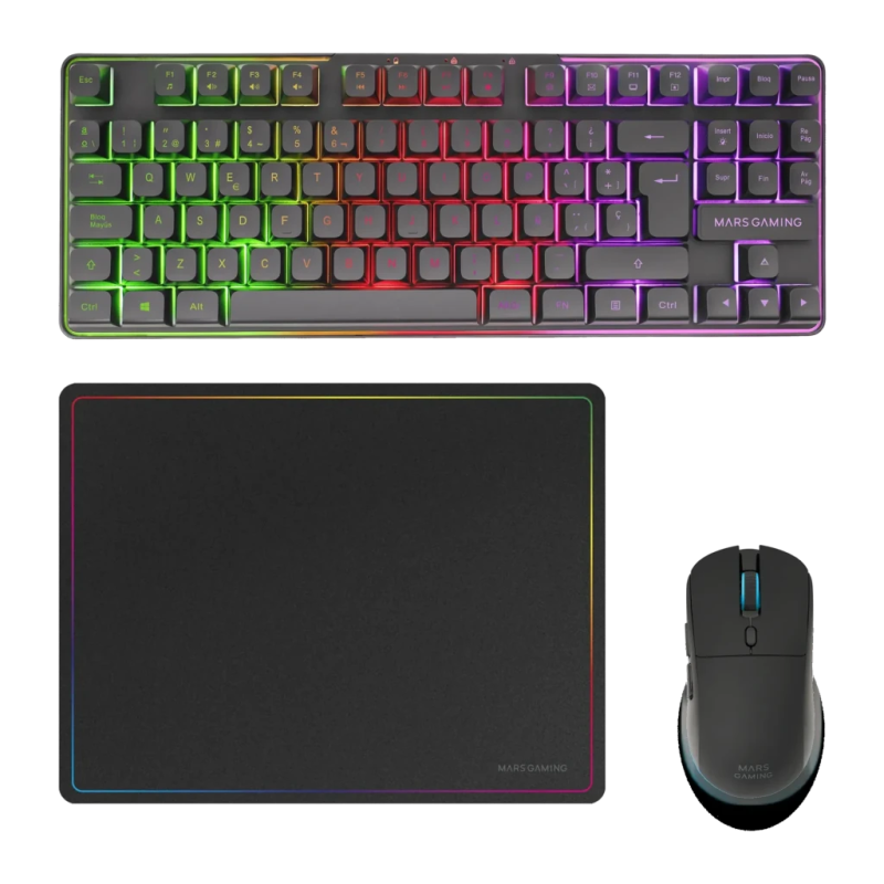 Gaming Mars Gaming RGB 360x260mm Noir MCPWTKLES à membrane Clavier et souris sans fil