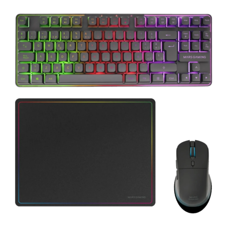 Gaming Mars Gaming RGB 360x260mm Noir MCPWTKLES à membrane Clavier et souris sans fil
