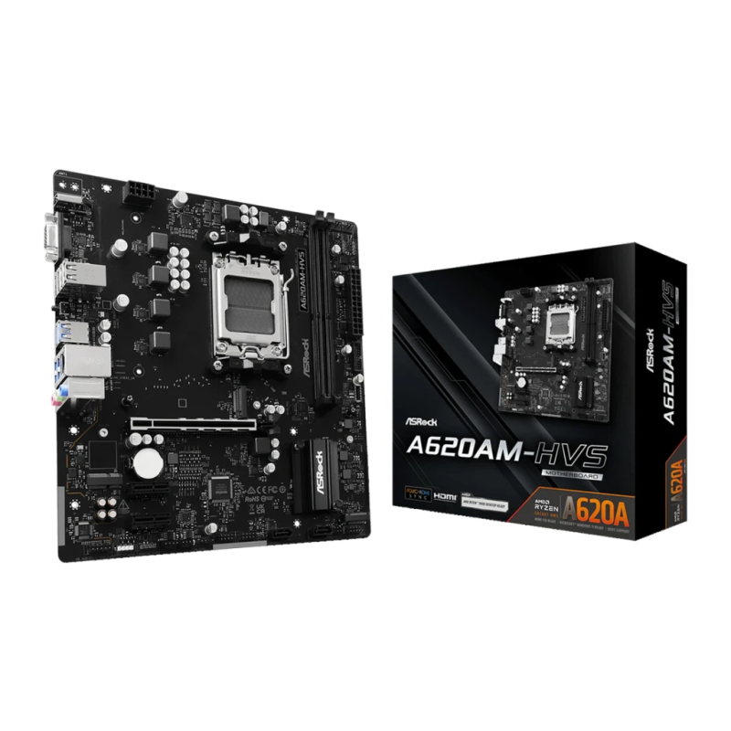 ASRock AMD A620 AM5 DDR5 Micro ATX Noir A620AM-HVS Carte mère