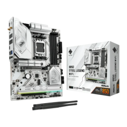 ASRock B850 Steel Legend WiFi AMD AM5 DDR5 ATX Blanc 2,5G Ethernet 4 emplacements M.2 Carte mère