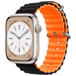 Bracelet Apple Watch 42/44/45/49mm Wave Noir+Orange