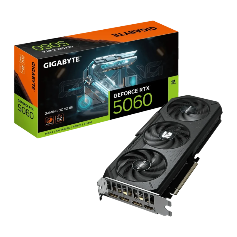 Gigabyte GeForce RTX 5060 Gaming OC V2 8GB GDDR7 Noir 3 ventilateurs HDMI 2.1 3 DisplayPort Carte graphique