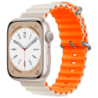 Bracelet Apple Watch 42/44/45/49mm Wave Blanc Etoile+Orange