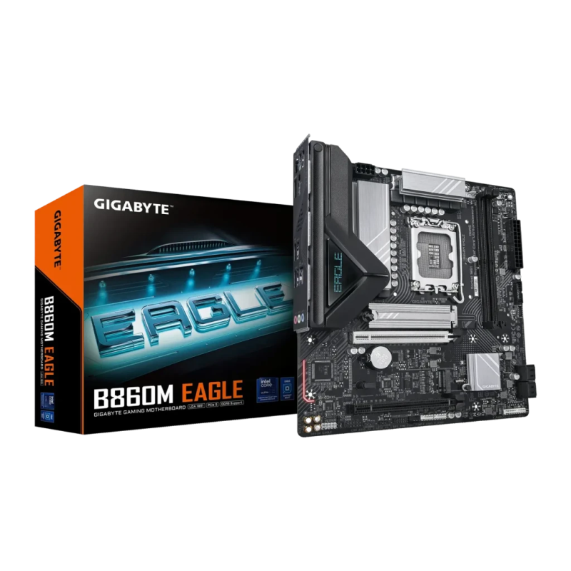 Gigabyte B860M EAGLE DDR5 Intel B860 LGA1851 Micro ATX Sans WiFi Marron 2,5G Ethernet 5 emplacements M.2 Carte mère
