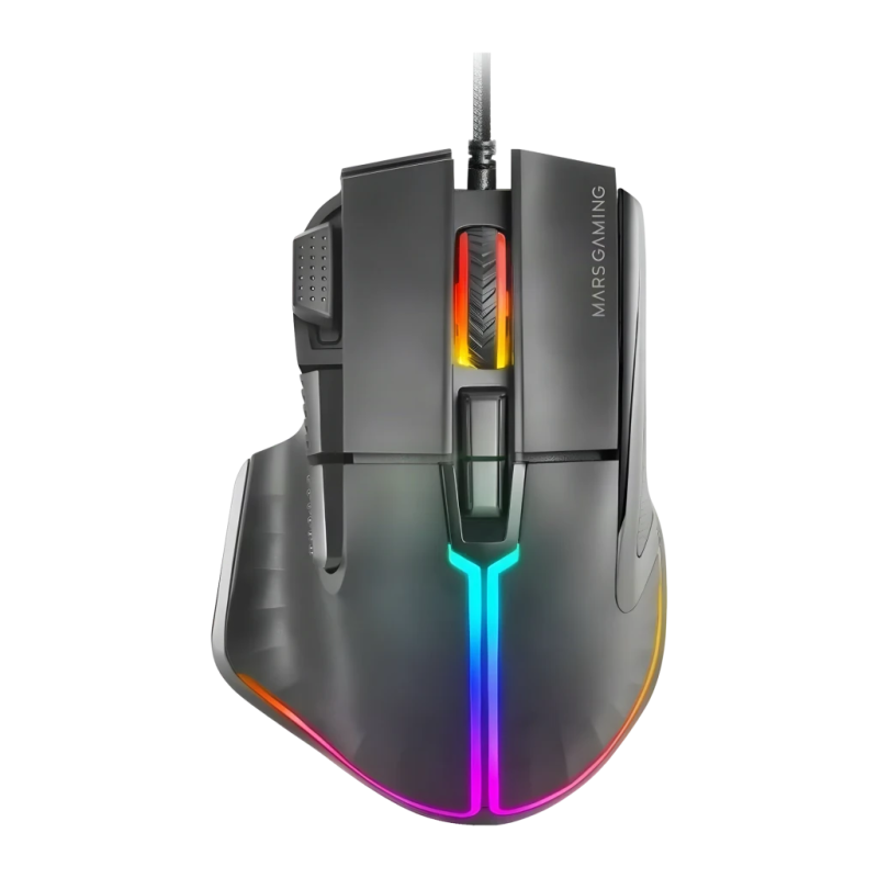 Mars Gaming MM-XT Câble tressé 1,55m 12800 DPI RGB Noir 9 boutons USB 123 g Souris