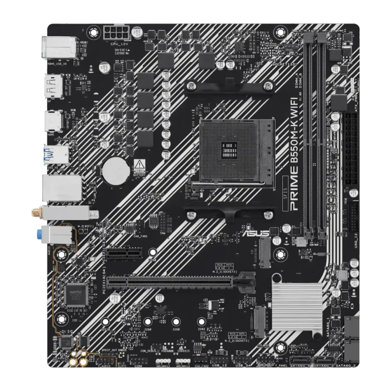 ASUS PRIME B550M-K WiFi B550 AM4 DDR4 mATX Noir 2 emplacements M.2 Carte mère
