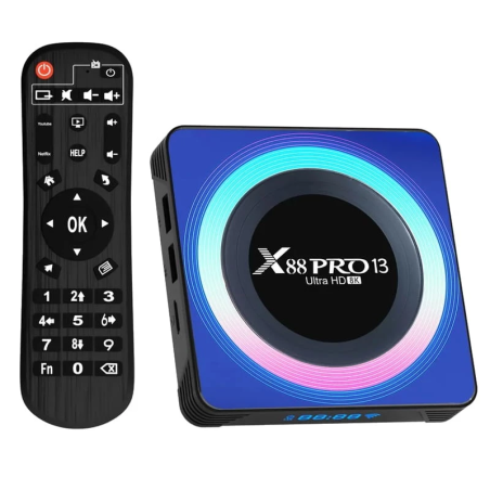 X88 PRO 13 Boîtier Acrylique 4Go/64Go Android 13 4K WiFi 6 Bluetooth RK3528 TV Box