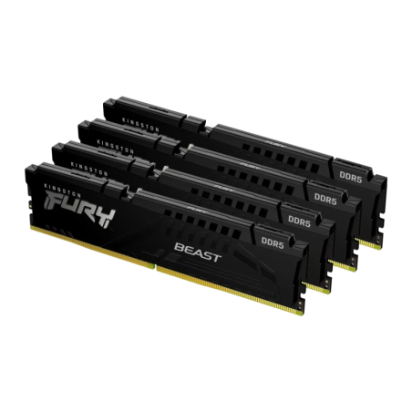 Kingston Fury Beast DDR5 5200MT/s CL40 128GB (4x32GB) Kit Noir Mémoire RAM