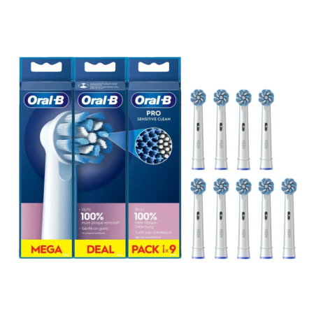 Têtes de rechange Oral-B Pro Sensitive Clean Pack 9 Unités Extra-doux Blanc