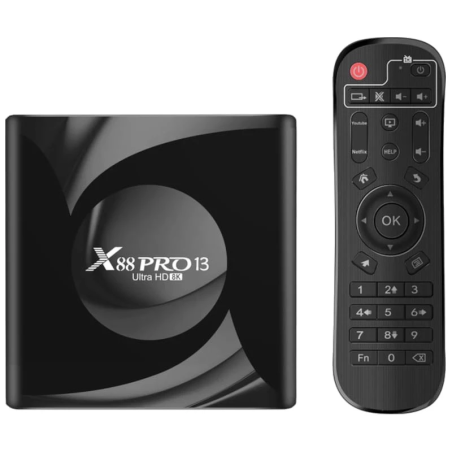 X88 PRO 13 Smart System 4Go/64Go Noir Android 13 8K WiFi 6 Bluetooth RK3528 TV Box