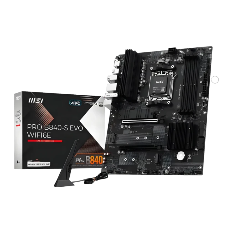 MSI PRO B840-S EVO WiFi 6E AMD AM5 DDR5 ATX Noir 2 emplacements M.2 Carte mère