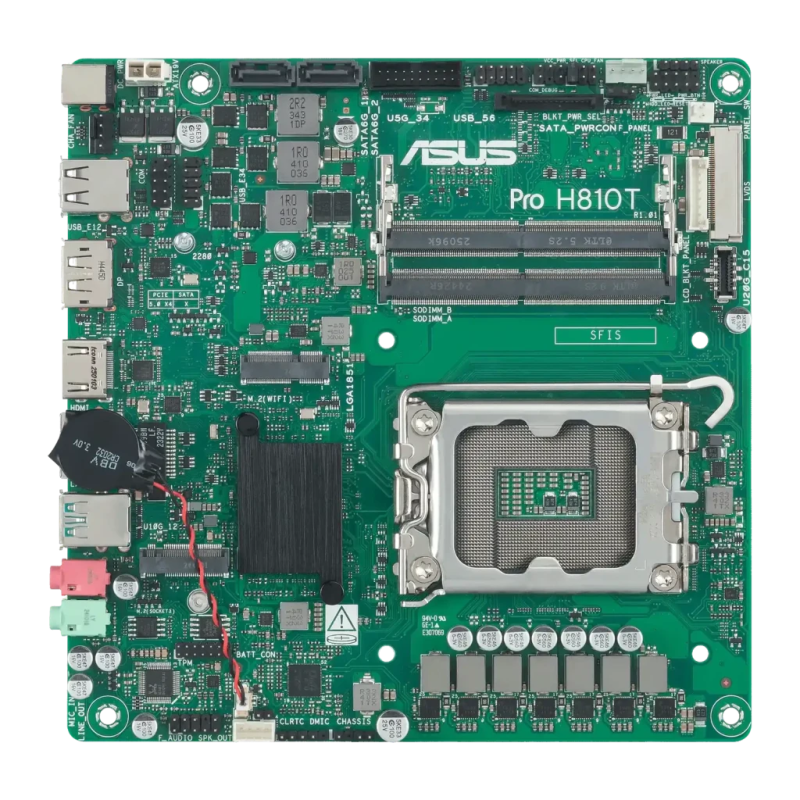 ASUS Pro H810T-CSM Intel H810 LGA1851 DDR5 Thin Mini-ITX Gigabit Ethernet Vert Carte mère