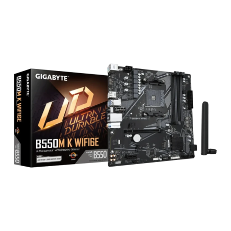 Gigabyte B550M K WiFi 6E AMD B550 AM4 DDR4 Micro-ATX Marron 2 emplacements M.2 Carte mère