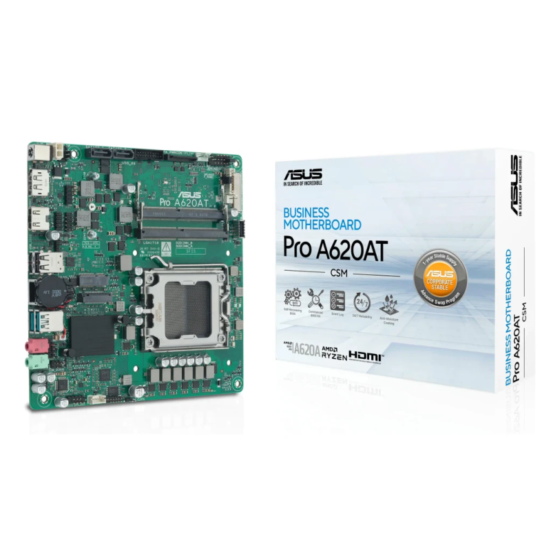 ASUS AMD A620A AM5 DDR5 SO-DIMM ECC Mini-ITX Vert 90MB1L5M-M0EAYC Carte mère
