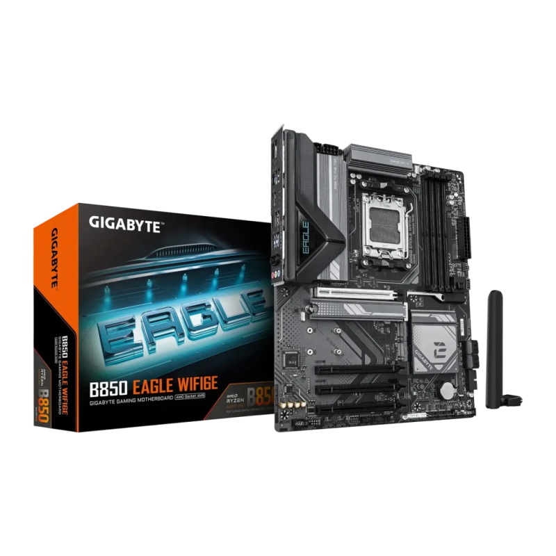 Gigabyte B850 Eagle WiFi 6E AMD AM5 DDR5 ATX Marron 5 emplacements M.2 Carte mère