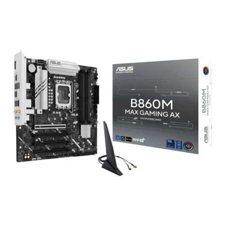 ASUS B860M MAX GAMING AX Intel B860 LGA1851 DDR5 mATX Gris WiFi 2,5G Ethernet 3 emplacements M.2 Carte mère