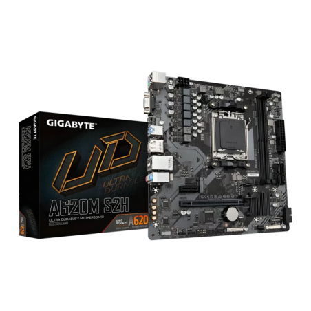 Gigabyte A620M S2H AMD A620 AM5 DDR5 Micro-ATX Sans WiFi Marron Carte mère