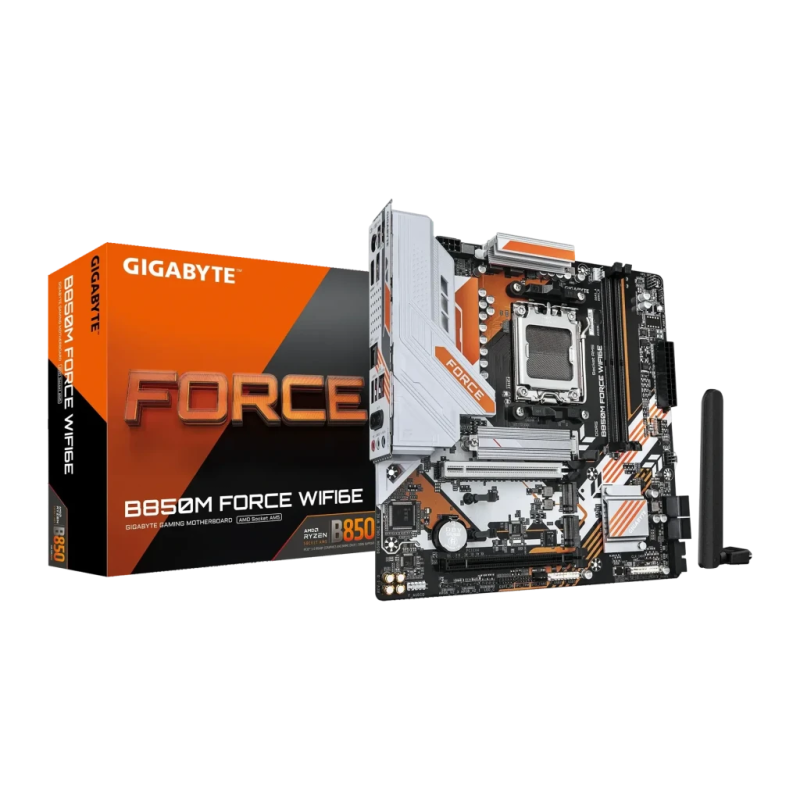 Gigabyte B850M Force WiFi 6E AMD B850 AM5 DDR5 mATX Marron 2,5G Ethernet 3 emplacements M.2 Carte mère