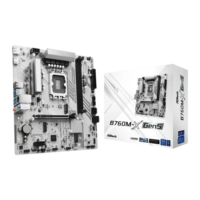 ASRock B760M-X Gen5 Intel B760 LGA 1700 DDR5 mATX 2.5GbE Blanc 2,5G Ethernet 2 emplacements M.2 Carte mère