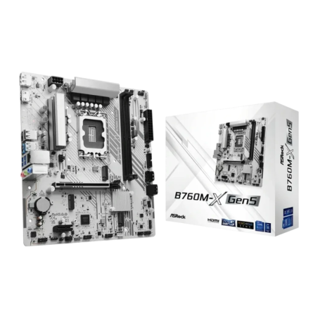 ASRock B760M-X Gen5 Intel B760 LGA 1700 DDR5 mATX 2.5GbE Blanc 2,5G Ethernet 2 emplacements M.2 Carte mère