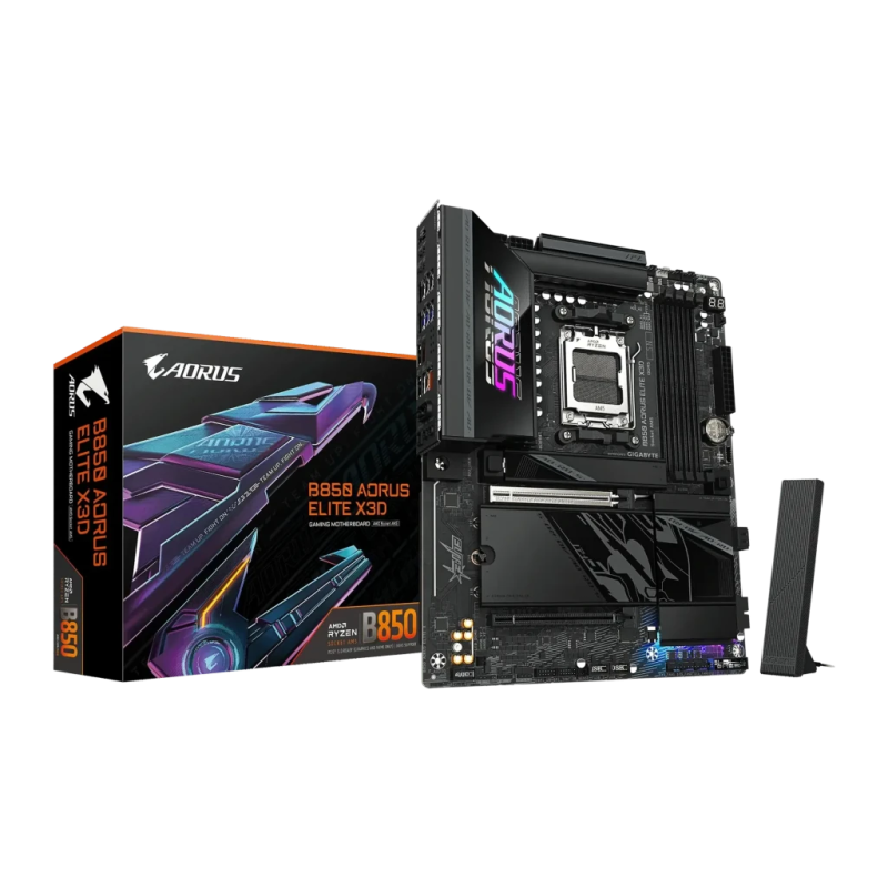 Gigabyte B850 AORUS Elite X3D AMD AM5 DDR5 ATX WiFi 7 Noir 2,5G Ethernet 4 emplacements M.2 Carte mère