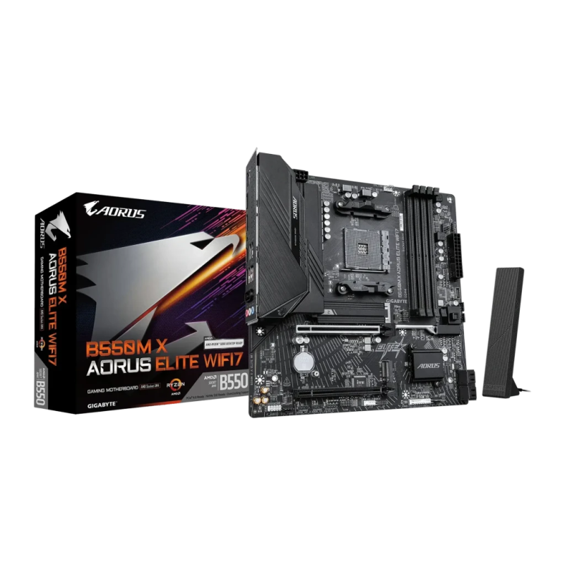 Gigabyte B550M X Aorus Elite WiFi 7 AMD B550 AM4 DDR4 Micro-ATX Noir 2,5G Ethernet 4 emplacements M.2 Carte mère