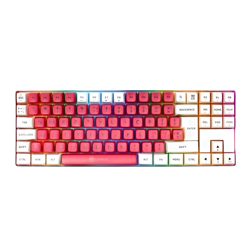 GAMIAC TKL90G Kailh Blue RGB Espagnol TKL Blanc/Rose Clavier gaming mécanique