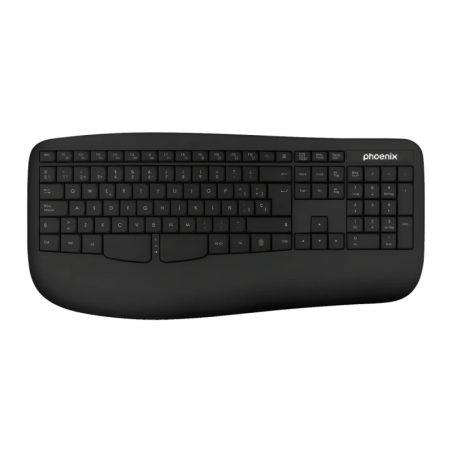 Phoenix K201 Noir 2,4 GHz avec repose-poignets Clavier sans fil ergonomique