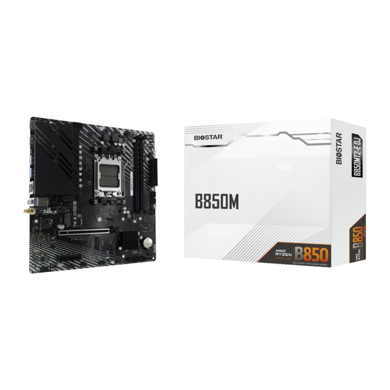 Biostar DJ AMD B850 AM5 DDR5 Micro-ATX Noir B850MT2-E 2,5G Ethernet 2 emplacements M.2 Carte mère
