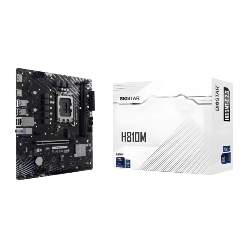 Biostar 2.0 Intel H810 LGA1851 DDR5 mATX Noir H810MT-E Carte mère