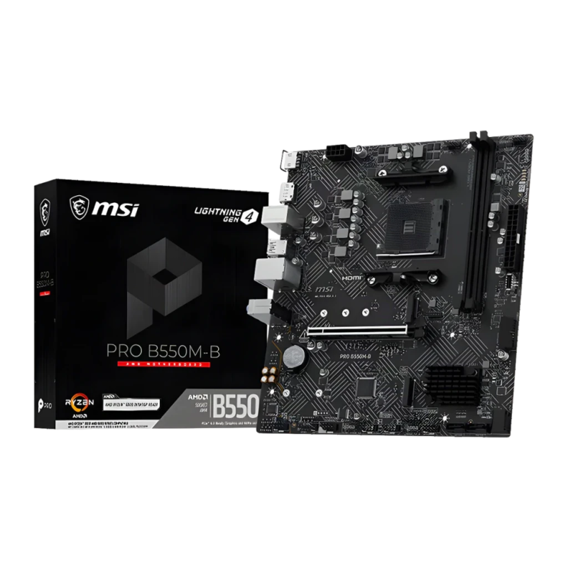 MSI PRO B550M-B B550 AM4 DDR4 Micro-ATX Noir 2 emplacements M.2 Carte mère