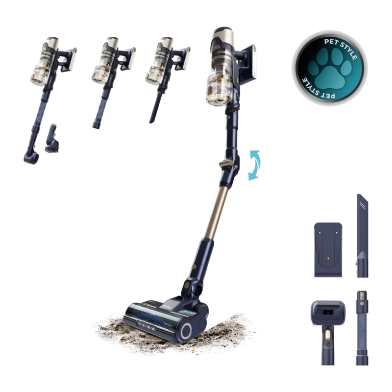Cecotec Conga Rockstar RS80 Pet Flex Bleu 200AW 600W 65 min sans fil Aspirateur balai