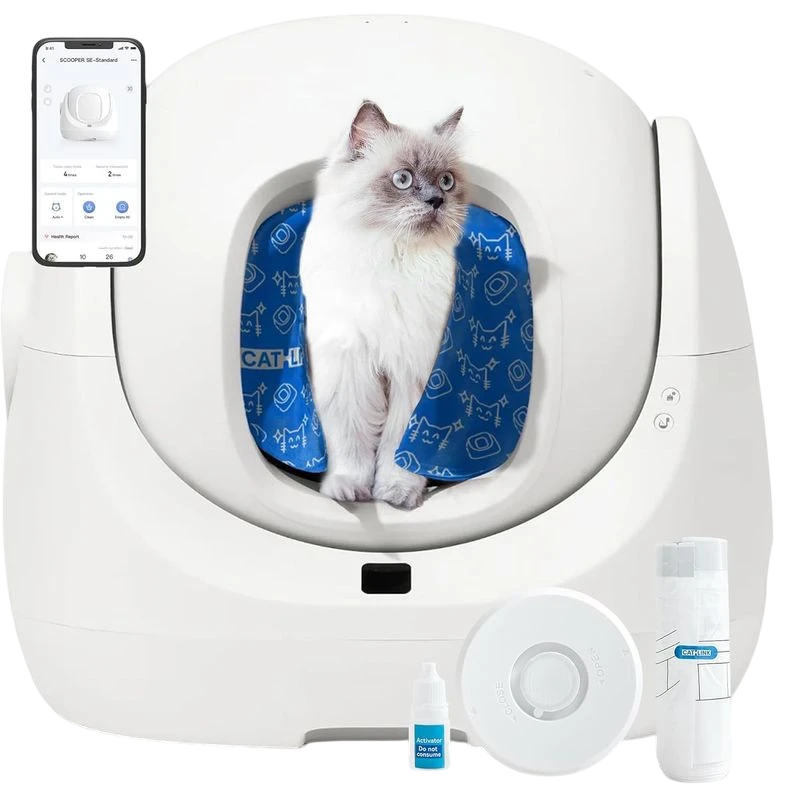 Catlink Baymax Scooper SE Blanc 65 L app Bac à litière autonettoyant