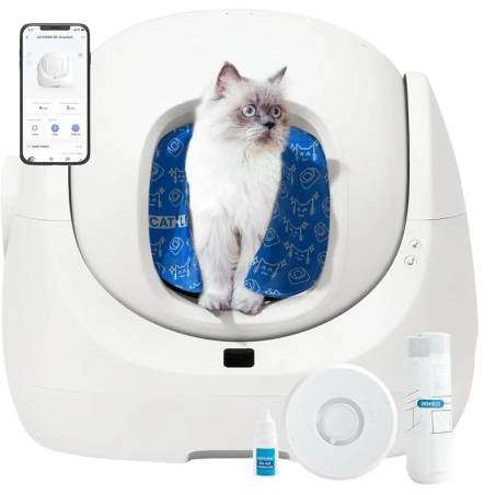 Catlink Baymax Scooper SE Blanc 65 L app Bac à litière autonettoyant