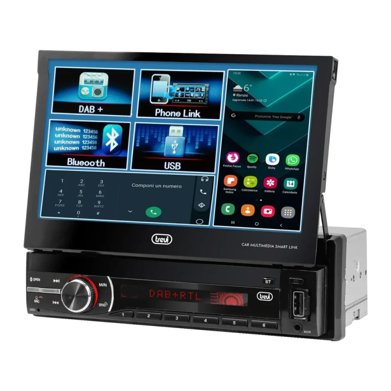 Trevi MDV 6380 DAB Noir 7 pouces Tactile 1DIN Autoradio